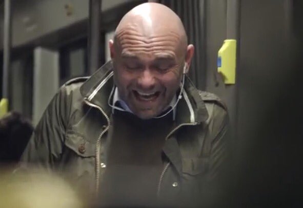 garygoldsmith's tweet photo. A Brussels ad agency hires an actor to laugh on a Belgium subway train. Insight + simple execution = :)
https://t.co/37BBLdfbyi https://t.co/6mAEbSwYw4