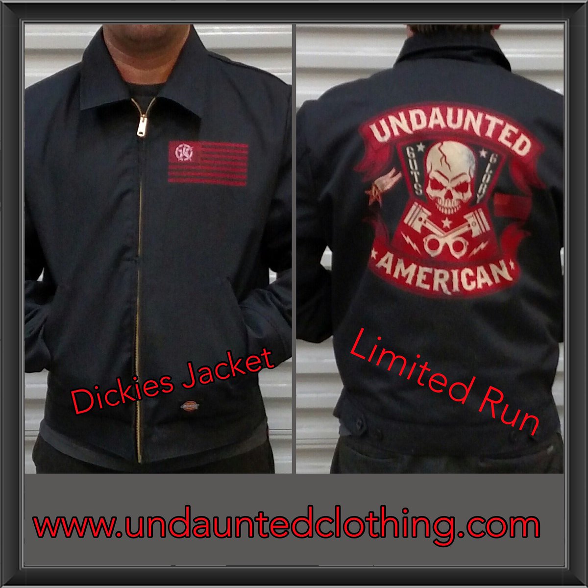 UndauntedA's tweet photo. New Dickies Jacket We Printed Last Night. Limited Run $55.00. #undauntedapparel #workapparel #dickiesjacket #agendashow #magicmarketweek https://t.co/N1i6jdIuBp