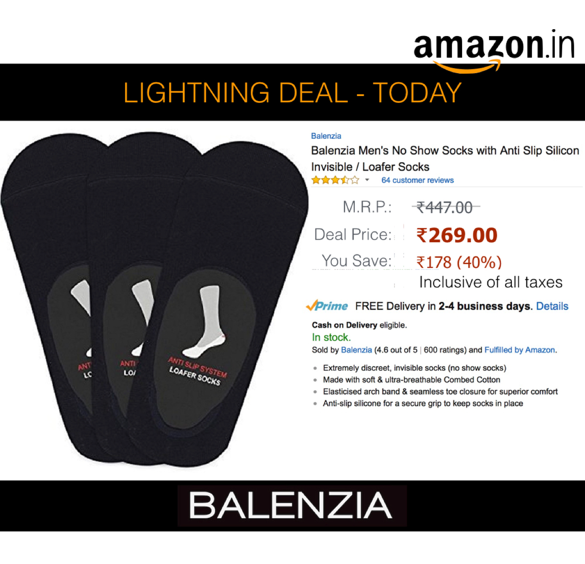 balenziasocks's tweet photo. #LightningDeals :Get 40% off on the Balenzia Men's No Show Socks - Pack of 3 @ https://t.co/1GvGQ20Ytt 
#smartfeet  #sockfetish #sockaholics https://t.co/5ANizHndaU
