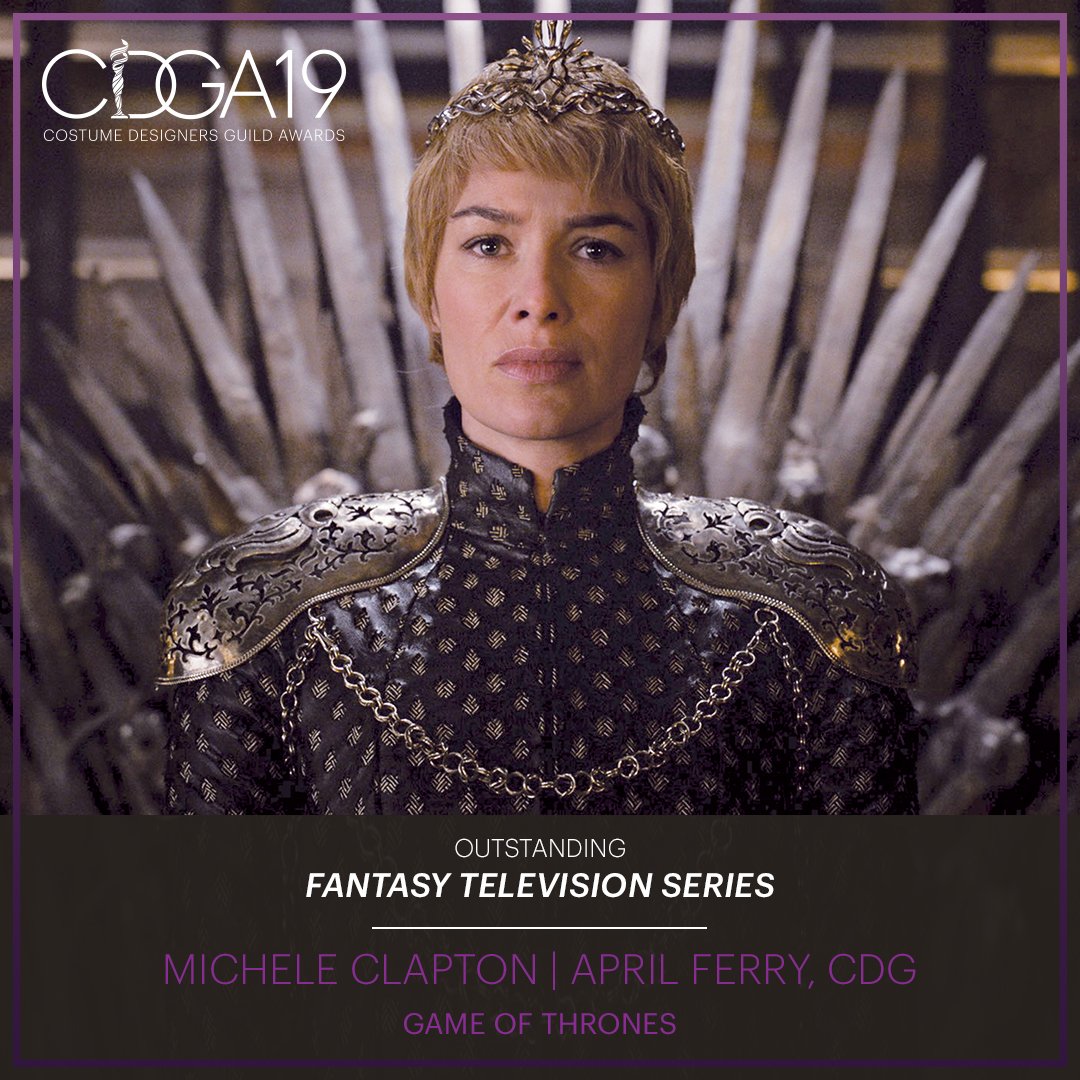 CostumeAwards's tweet photo. Outstanding Fantasy Television Series: #MicheleClapton & #AprilFerry for Game of Thrones. Congratulations! #CDGA19 #GOT https://t.co/q1J7Zvpq6l