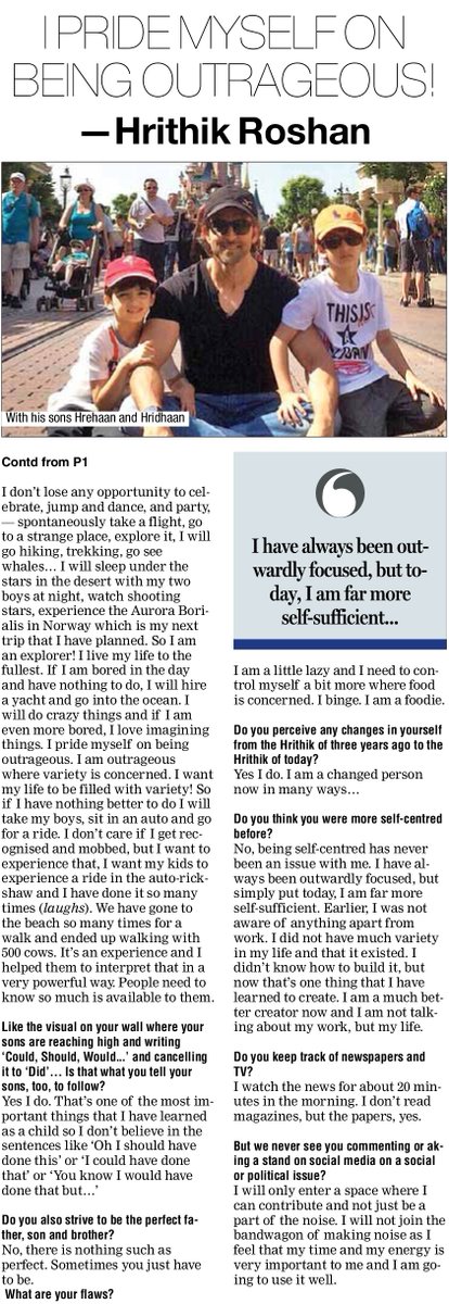 HrithikRules's tweet photo. "I pride on being outrageous." - #Hrithik's interview with @upalakbr999 https://t.co/YUaDZcHsYZ