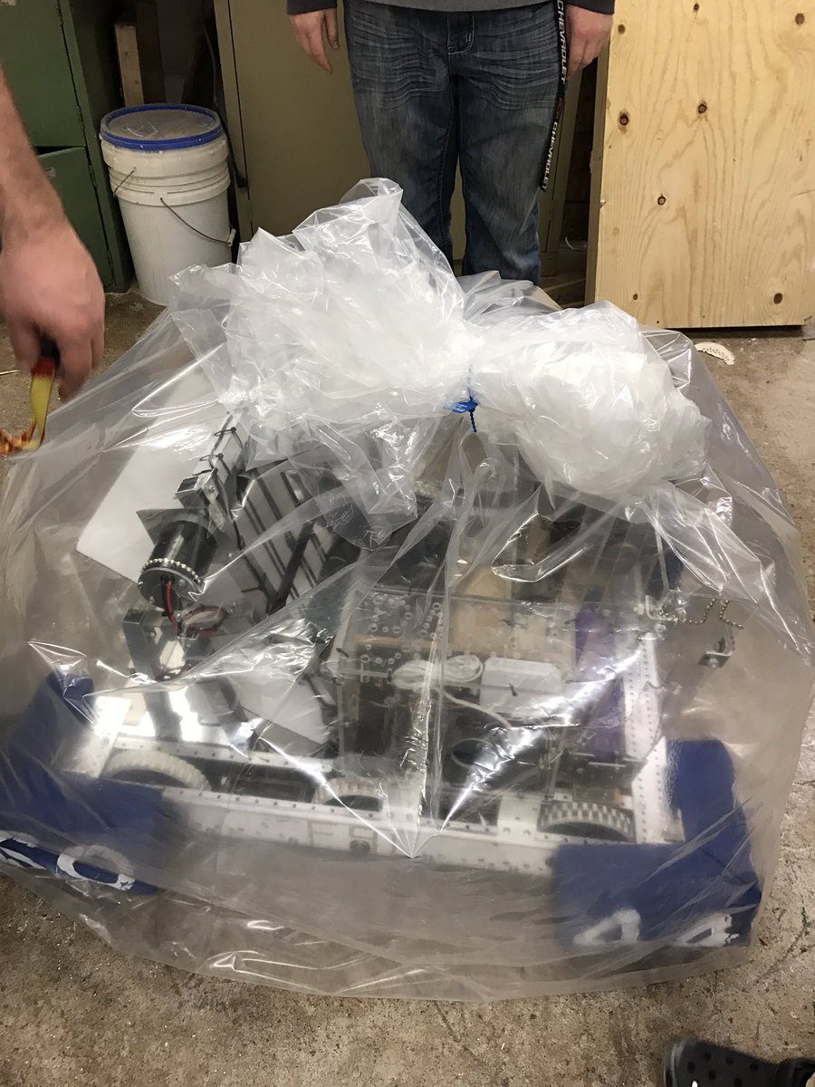 Bagged and tagged 2 hours earlier than last year but feeling way more confident! Barb was packed away at 7:11pm. #OMGrobots #FRC