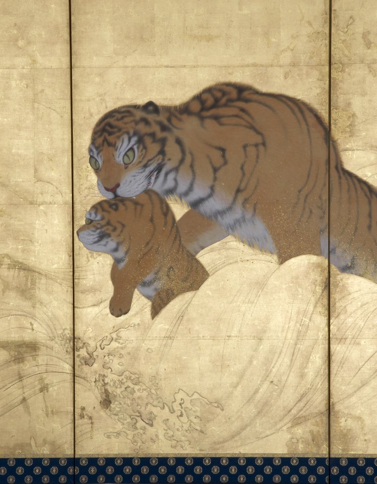 mnnmnl's tweet image. #ilcoloreoro 
Tigers Crossing a River. Ink, colour and gold-leaf on paper, by Maruyama Okyo and pupils (1781-2)
@Britishmuseum @Alecoscino