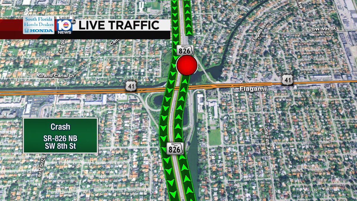 Crash on SR-826 NB at SW 8th St #traffic https://t.co/CifYrcSJEK