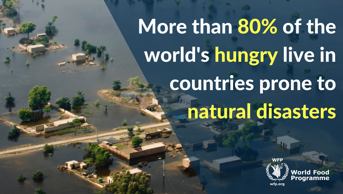 WFP's tweet photo. #ClimateChange takes the heaviest toll on the hungry: 80% live in countries prone to natural disasters https://t.co/pB1iCVe3wC https://t.co/jVTIGXG6x7