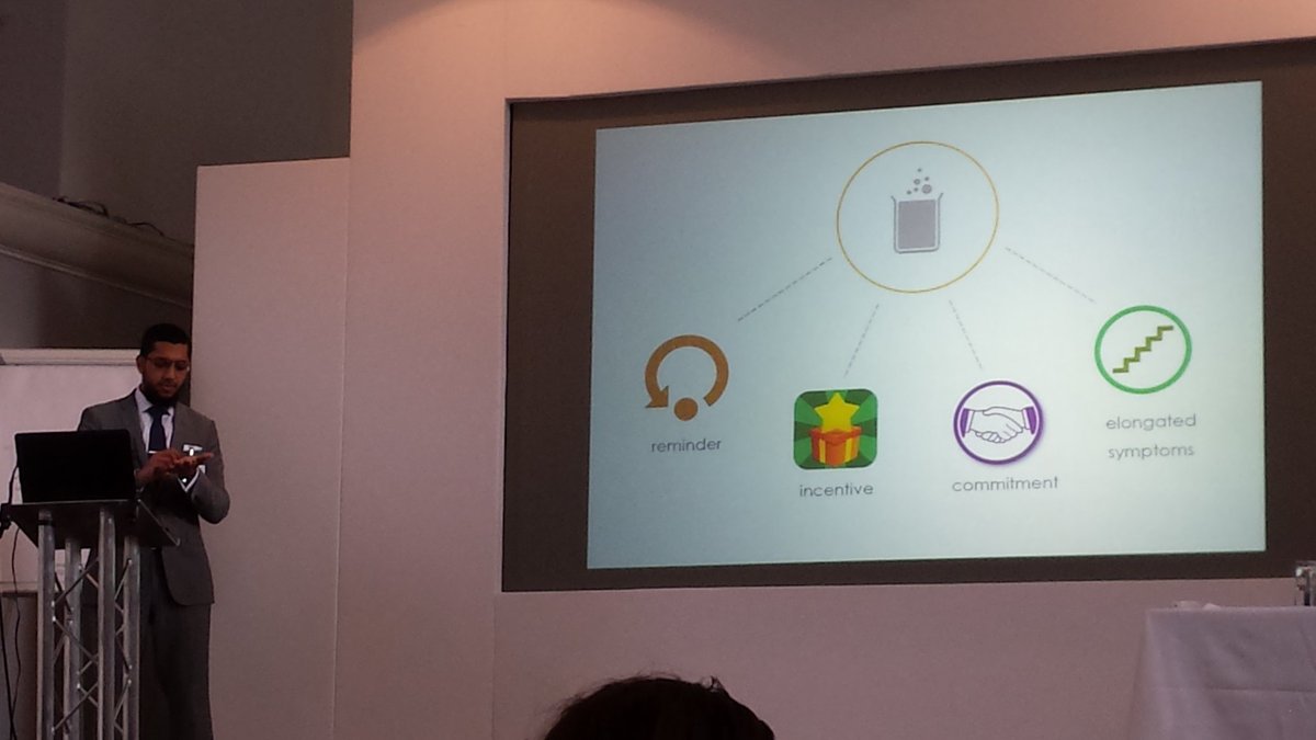 FelixNaughton's tweet image. Fascinating talk on modeling med #adherence intervention behaviour using games by Taj from Warwick #CBCCONF17 - reminders most effective