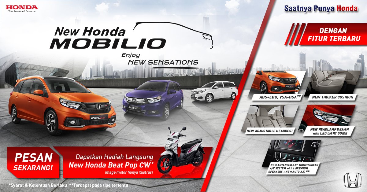 HondaManado_'s tweet photo. Beli mobil, GRATIS motor!
Dapatkan Honda Beat Pop CW setiap pembelian New Honda Mobilio. Kunjungi Honda Martadinata 2. #hondamanado https://t.co/Kw1TY4Sk7A