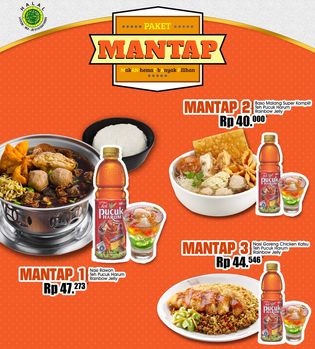 BMKResto's tweet photo. Paket Mantap..!
Kini menu favorite kamu makin hemat banyak bounsnya lagi,semua Paket Mantap sudah termasuk minum dan dessert https://t.co/39uKVkskwk