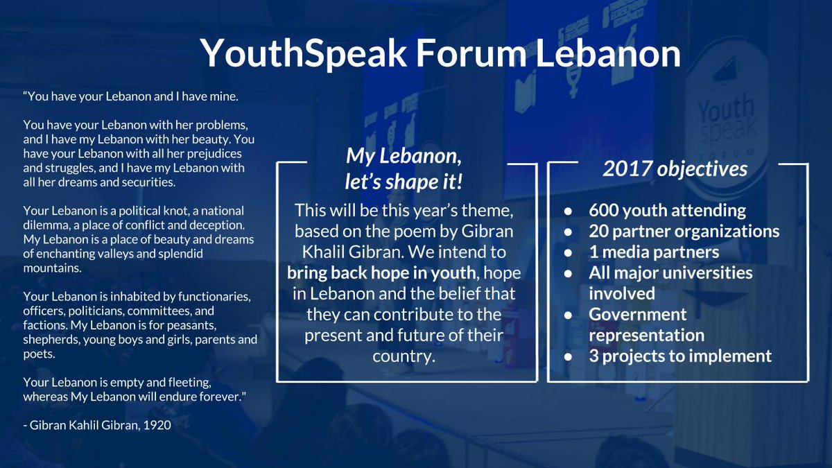 ysflebanon's tweet photo. Have you heard? #YSFLebanon2017's theme this year is: #MyLebanon: let's shape it! Wanna know more about it? Read below 👇🇱🇧 https://t.co/OMQ5W7DaQb