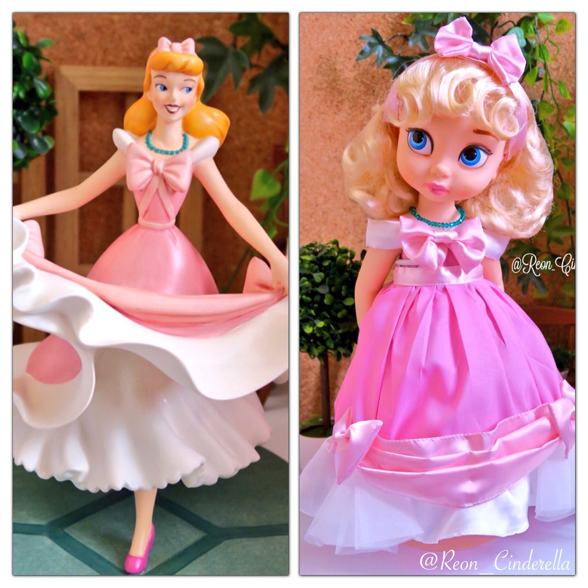 れおん ピンクドレス ネズミさんや小鳥さんが歌いながら仕上げているシーンのドレスと 完成したドレス シンデレラ アニメータードール ピンクドレス