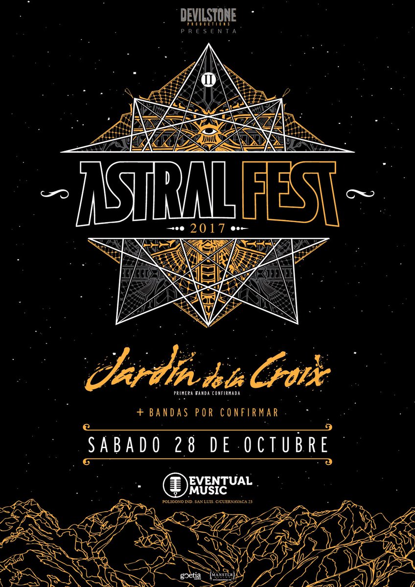 El <a href="/AstralFestMlg/">Astral Fest</a> II ya tiene fecha: 28 de octubre de 2017 en <a href="/SalaEventual/">Sala Eventual Music</a> . Primer artista confirmado <a href="/jardindelacroix/">Jardín de la Croix</a>