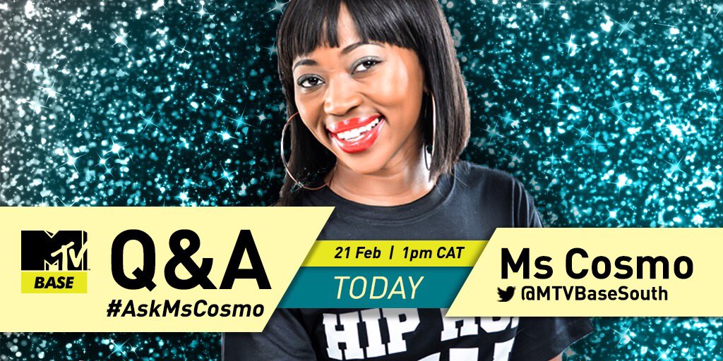 MTVBaseSouth's tweet photo. #AskMsCosmo | @MsCosmoDJ will be in the building in about an hour. She'll be talking about her new song & more. Tweet her your questions!! https://t.co/91nVrTWHw9