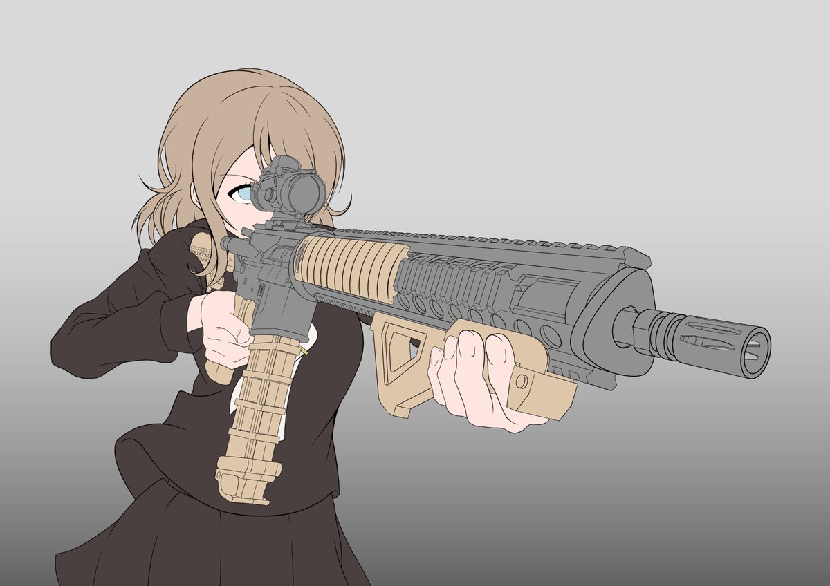 未公開未完成過去絵02~04。渡辺曜、M16A4(?)。桜内梨子、Vz-61。 