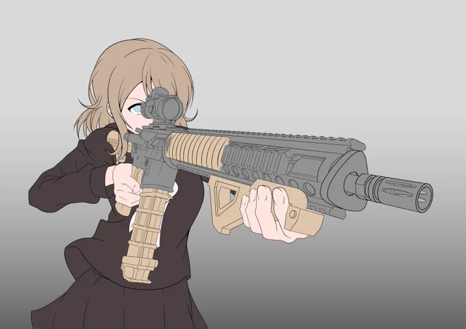 未公開未完成過去絵02~04。渡辺曜、M16A4(?)。桜内梨子、Vz-61。 