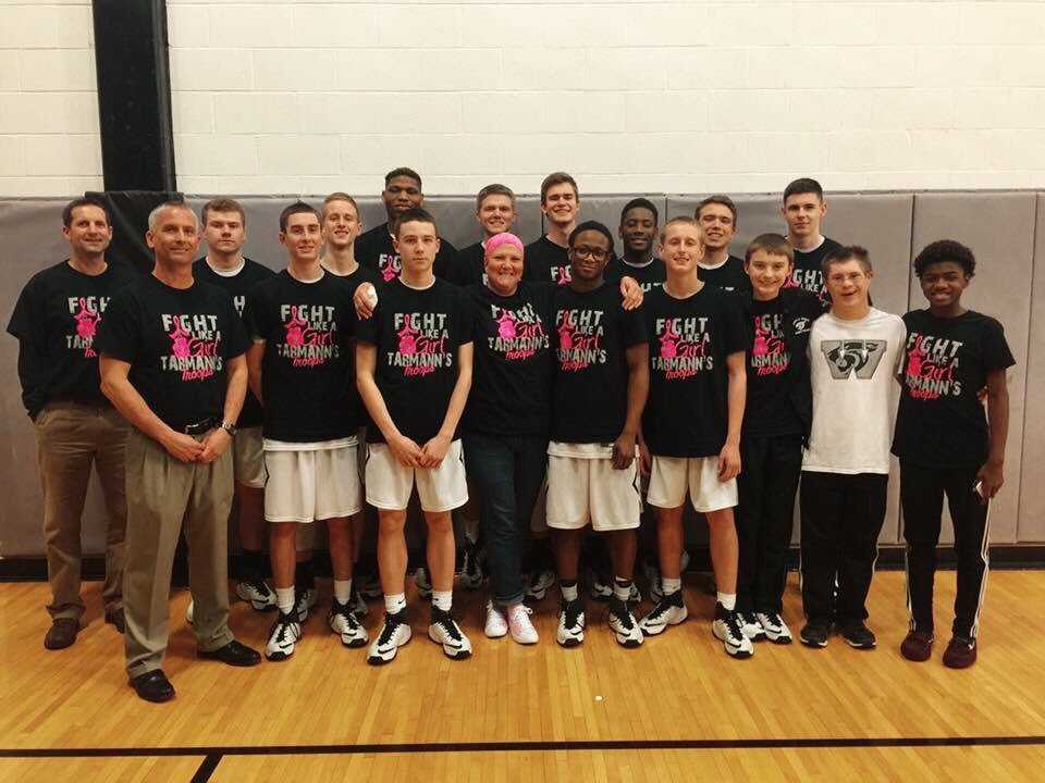 NCWHS2019's tweet image. Pink out game last night in honor of Mrs Tarmann! #fightlikeagirl🎀