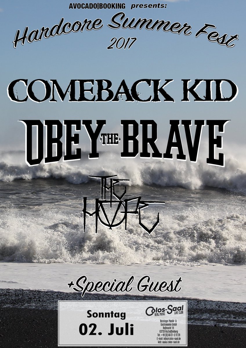 Colos-Saal Aschaffenburg (@colossaal) on Twitter photo Im Juli wirds wieder wild!
<a href="/cbktweets/">Comeback Kid</a> <a href="/ObeyTheBrave/">Obey The Brave</a>
Tickets:
colos-saal.de/komplettes-pro… Im Juli wirds wieder wild!
<a href="/cbktweets/">Comeback Kid</a> <a href="/ObeyTheBrave/">Obey The Brave</a>
Tickets:
colos-saal.de/komplettes-pro…