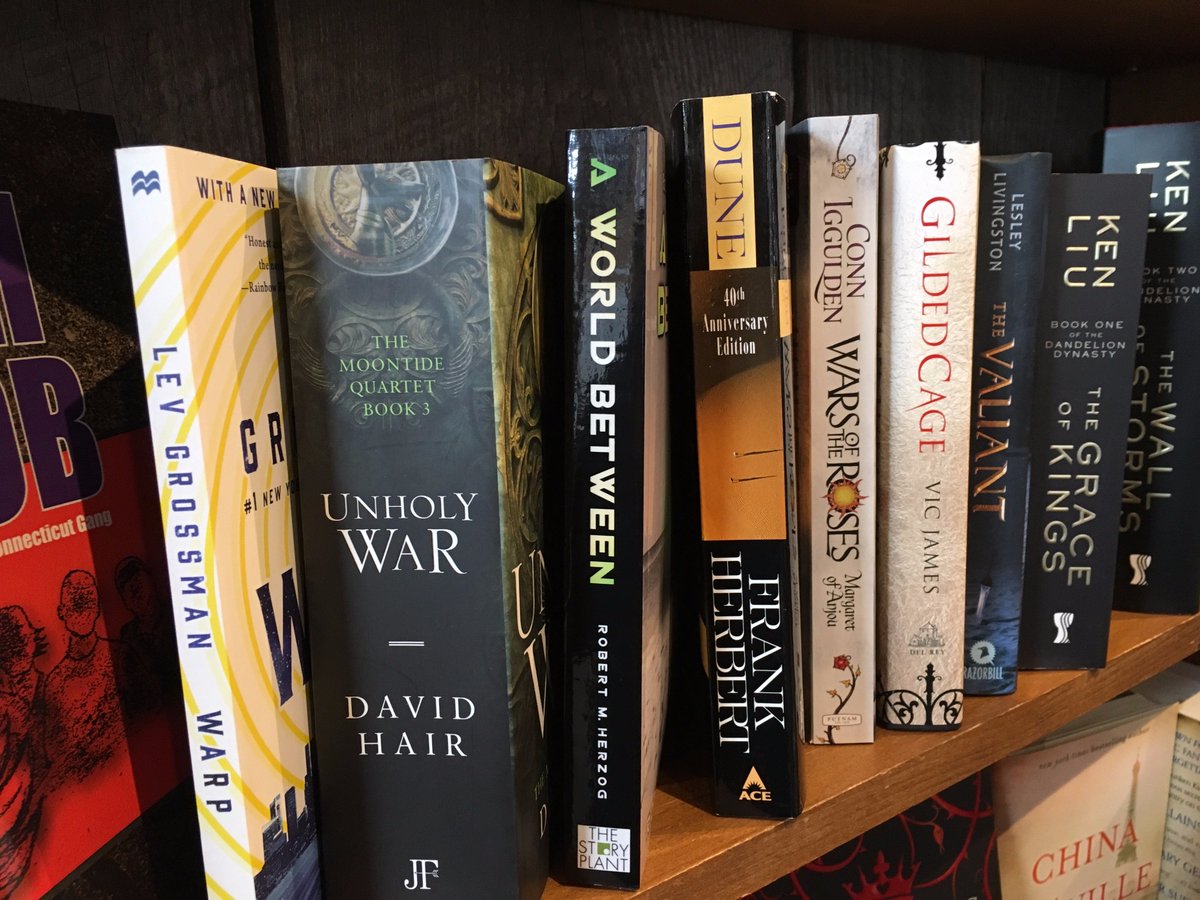 robertmherzog's tweet photo. #AWorldBetween on the bookshelf at #HouseofBooks in #Kent Connecticut. And in good company, next to #FrankHerbert #dune https://t.co/GFu7xLvLsO