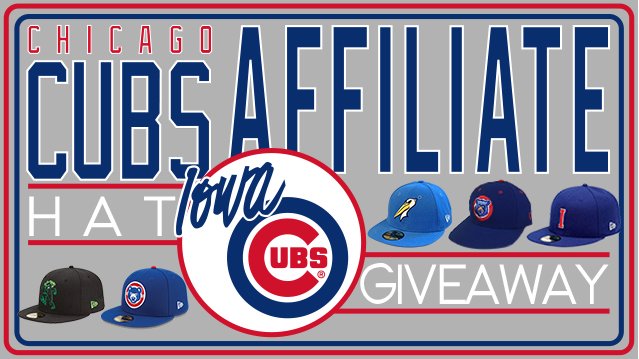 IowaCubs's tweet photo. The #CubsFamily #FreshLids GIVEAWAY continues with us! Visit our FB page for your chance to win a hat from all 5 Cubs' affiliates. https://t.co/kgVMxU0qic