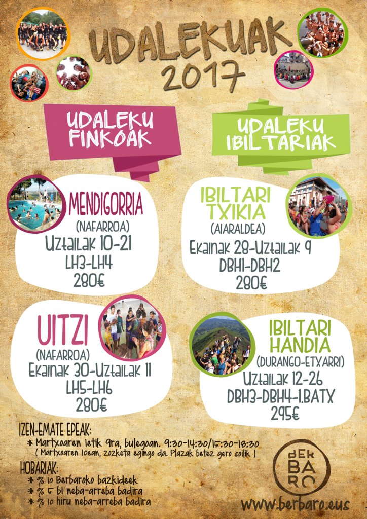 Berbaro's tweet photo. #Udalekuak2017: Leku ederrak ezagutuko ditugu: Mendigorria, Uitzi, Aiaraldea, Durangotik Etxarrirako herriak... https://t.co/VkFF75G447 https://t.co/Fe6aJfqgVV