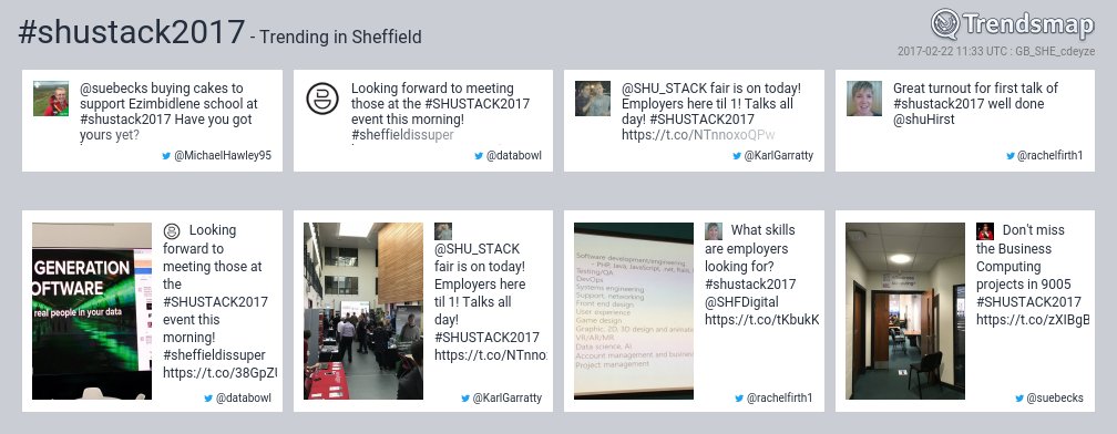 TrendsSheffield's tweet photo. #shustack2017 is now trending in #Sheffield

https://t.co/rlEefk1iED https://t.co/TR4uLoU7fh
