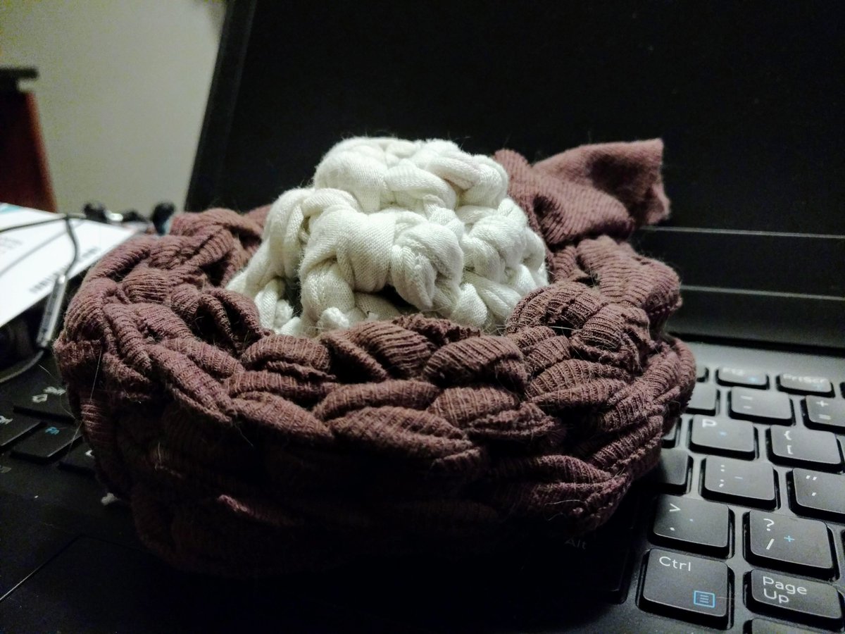 tteoh's tweet photo. A crocheted hat for Crotchet the #cat, after learning how to #crochet this evening at #ResBaz #resbazmelb #resbazcrochet https://t.co/Jf4rM7aLj7