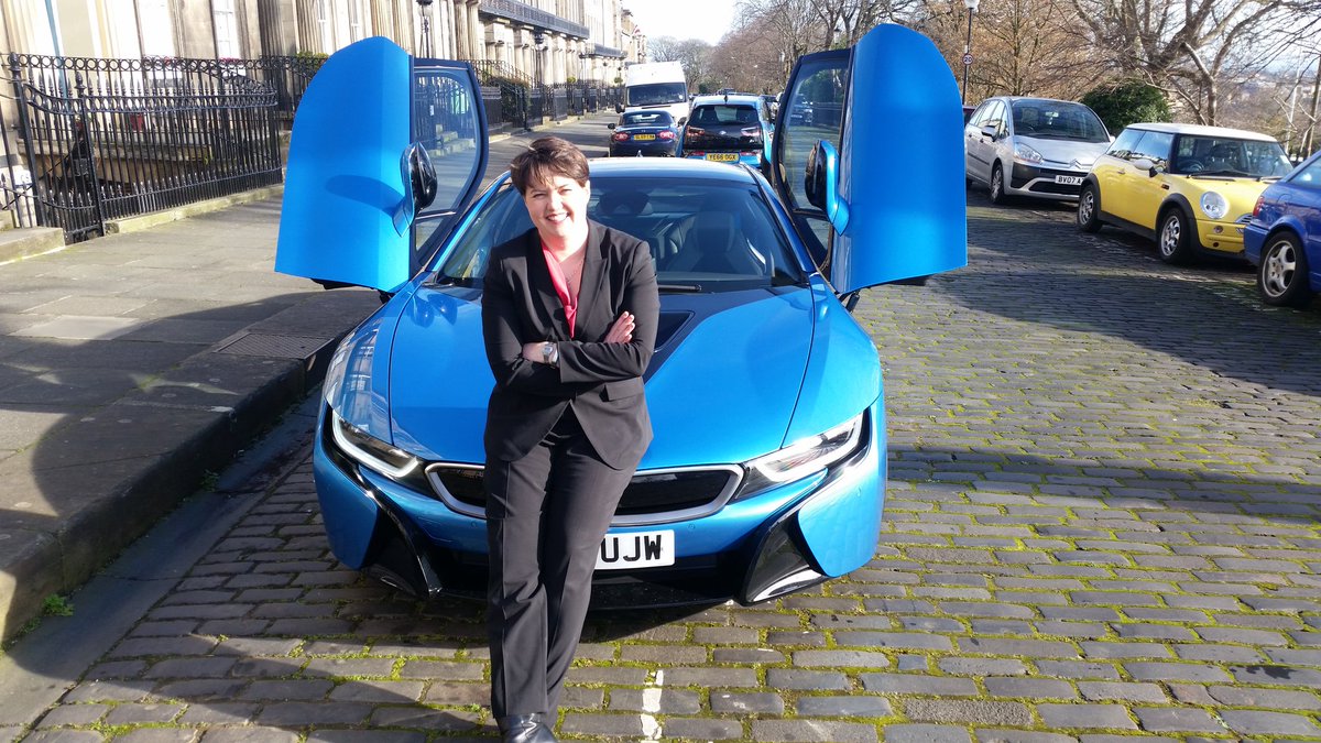 RuthDavidsonPC's tweet photo. My thanks to Jonathan at @EasternBMW for supplying the electric vehicle (i3) for the launch. And for letting me test drive the hybrid i8 too https://t.co/qKNGtiA37q
