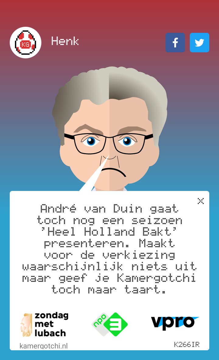 Ik speel Kamergotchi en ik moet voor Henk zorgen. #zml kamergotchi.nl