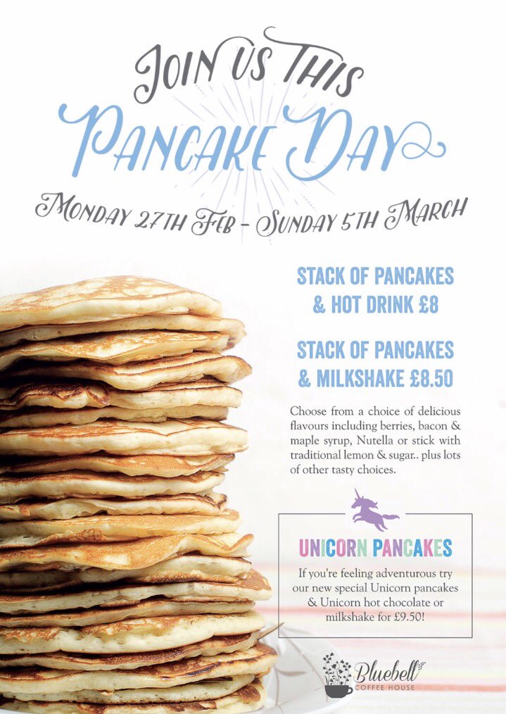 We will be closing at a later time at 6.30pm on Pancake Day so join us &amp; save yourself the washing up! 🍴😋#tenterden #pancakeday