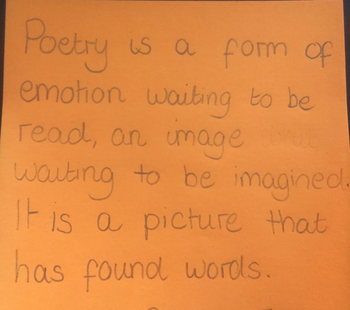 WGSGEnglish's tweet photo. 7O were asked in English today, 'What is poetry?' Here's a beautiful response from Imogen. @WGSG_artsmark @WilmingtonGSG https://t.co/F4H0lvR9aT