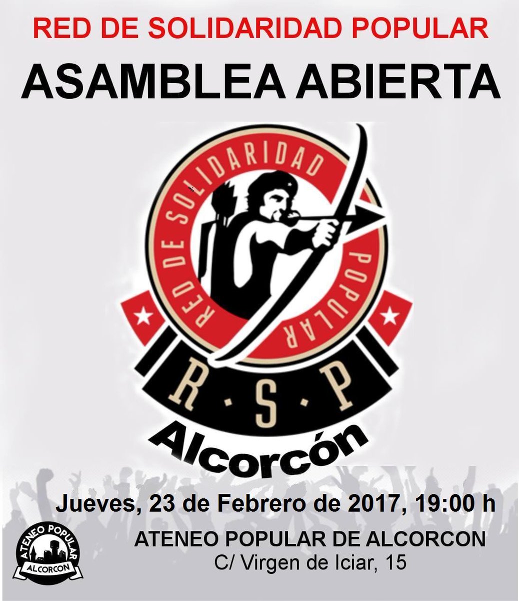 RSP_Alcorcon's tweet photo. Mañana jueves tenemos nuestra asamblea mensual  #Alcorcon #Solidaridad #Somospueblo https://t.co/tbSktIBIfX