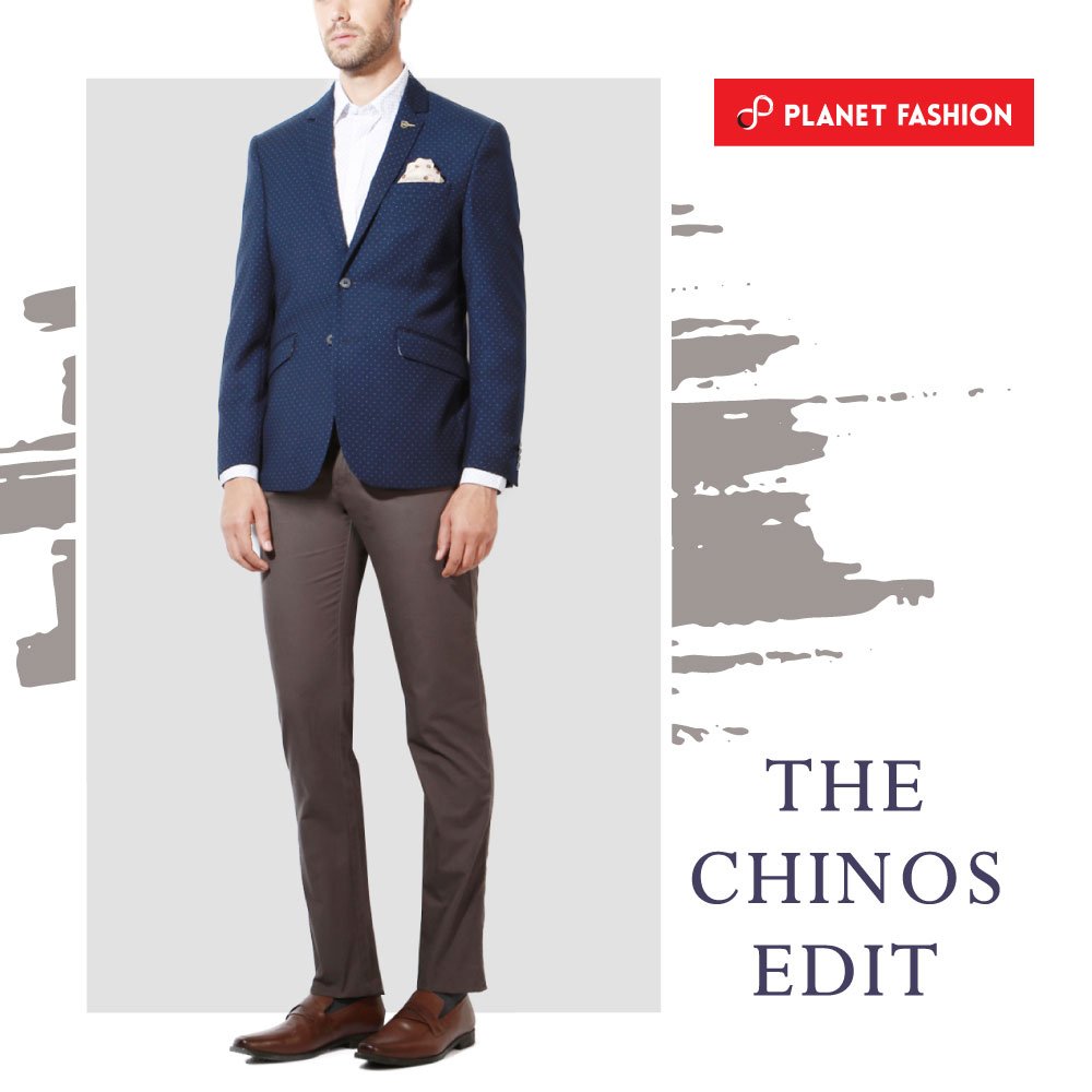 MyPlanetFashion's tweet photo. Need to head to a party after a 9-5? A #microprint blazer worn over bark brown slim fit #chinos will do the trick.

https://t.co/S0zuPWiDS2 https://t.co/JIiyzaTny7