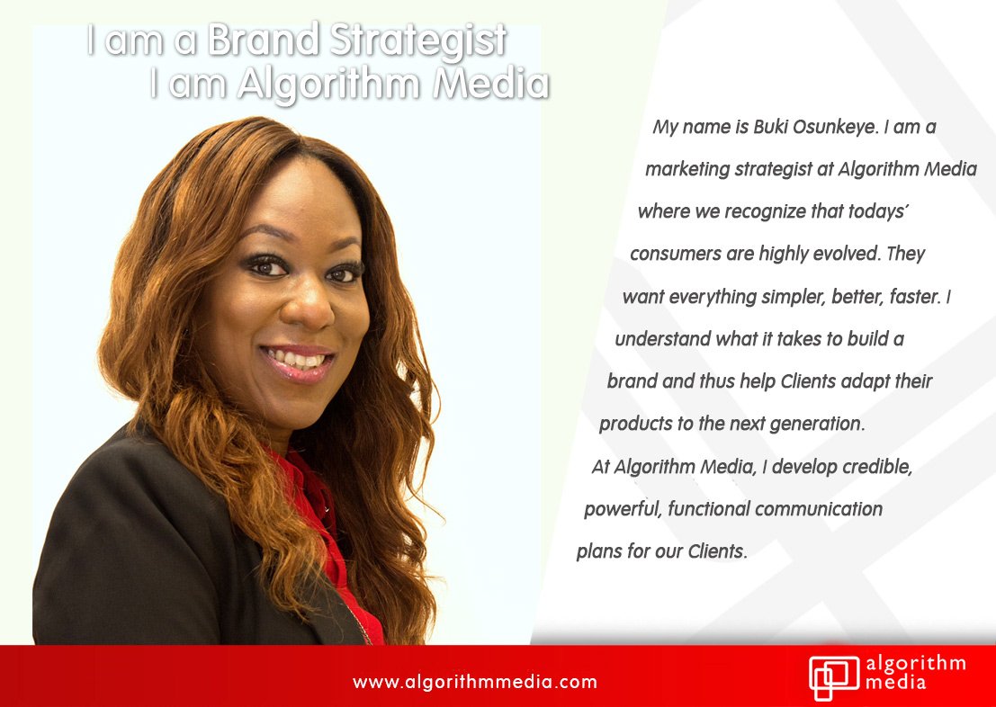 Algorithmmedia's tweet image. Meet Buki Osunkeye, marketing strategist &amp;amp; branding specialist at Algorithm Media (@Algorithmmedia). #AlgorithmMedia