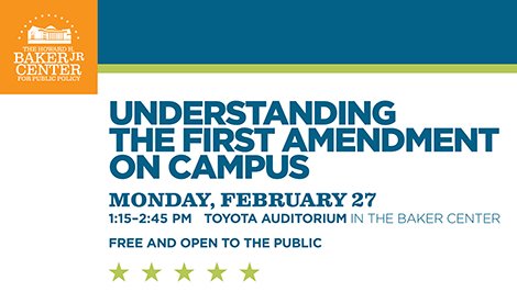 Join us at the @HowardBakerCntr Monday for a discussion on the First Amendment. Free and open to the public. tntoday.utk.edu/2017/02/21/ut-…