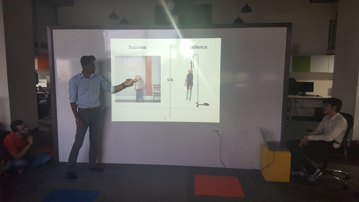 multidots's tweet image. &quot;Shoot for the excellence, you will land among the Success&quot;
#WEDTalks session-6 on &quot;Success v/s Excellence&quot; by @wittysatish @multidots
