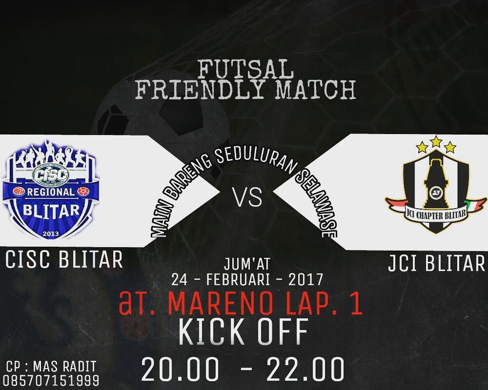 CISCblitar_'s tweet photo. Jangan Lupa Guys,Kita ada Futsal Frendly Match Lawan @JCI_Blitar. Selengkapnya cek flayer yak.😉
#ThisIsCISC #CISCBlitar https://t.co/xekPpxxFFX