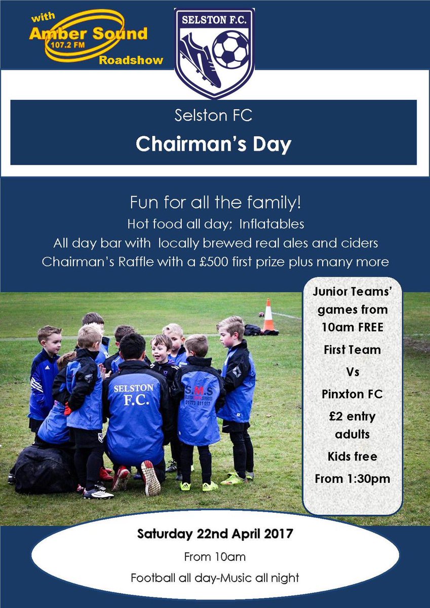 SelstonFC's tweet photo. TWO MONTHS TODAY!!! Chairmans Day 2017, full day of football, beers, live music and fun. Help us spread the word.. โฝ๏ธ๐บ๐ค #GoingFor500 #SFC https://t.co/anM41jHmPA