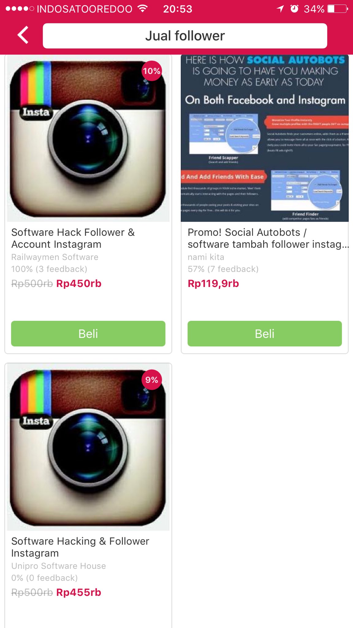 Meidiana Hutomo on Twitter: "Di @Bukalapak jual software hack follower