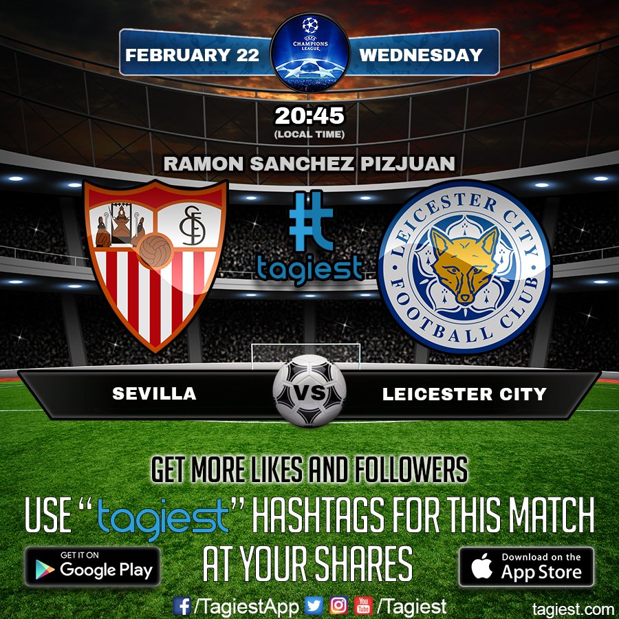 Tagiest's tweet photo. Match Day | Champions League #Sevilla #LeicesterCity #SevillaVsLeicesterCity #Tagiest #TagiestApp #TagiestSoccer #ChampionsLeague https://t.co/8AukIaaMf1