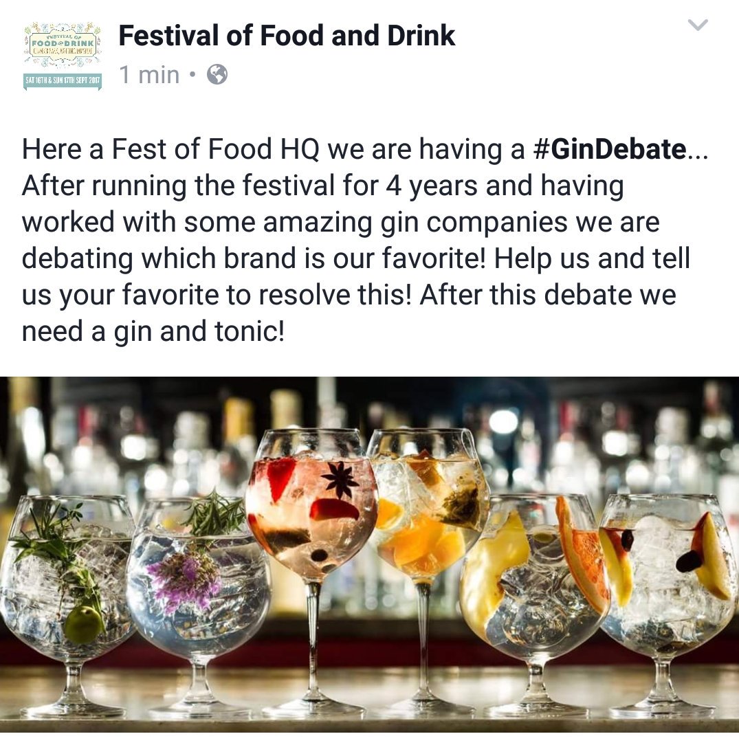 FestofFood's tweet photo. Help us with our #GinDebate and tell us your favourite gin companies! https://t.co/3MzTP6DqBL