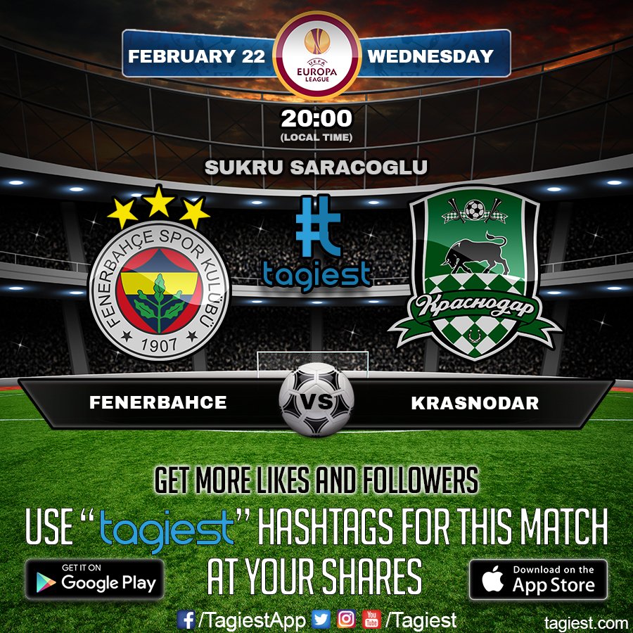 Tagiest's tweet photo. Match Day | Europa League #Fenerbahce #Krasnodar #FenerbahceVsKrasnodar #Tagiest #TagiestApp #TagiestFutbol #TagiestSoccer #EuropaLeague https://t.co/B1fJqFpaOr