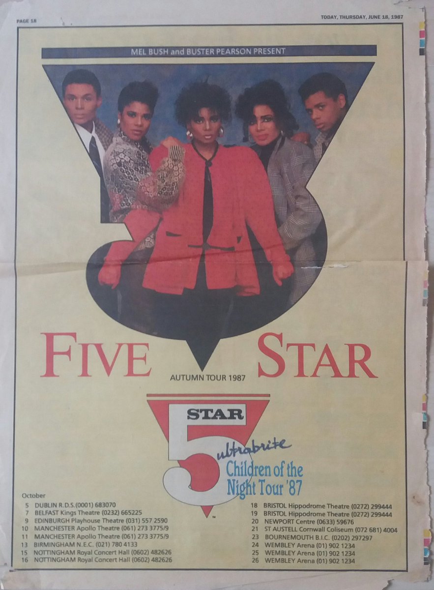 FiveStarFan's tweet photo. Back in 1987 @5starofficial announced their 2nd UK tour. Remember looking through the 'Today' newspaper & found this full page advert #nice https://t.co/peyq08IMum