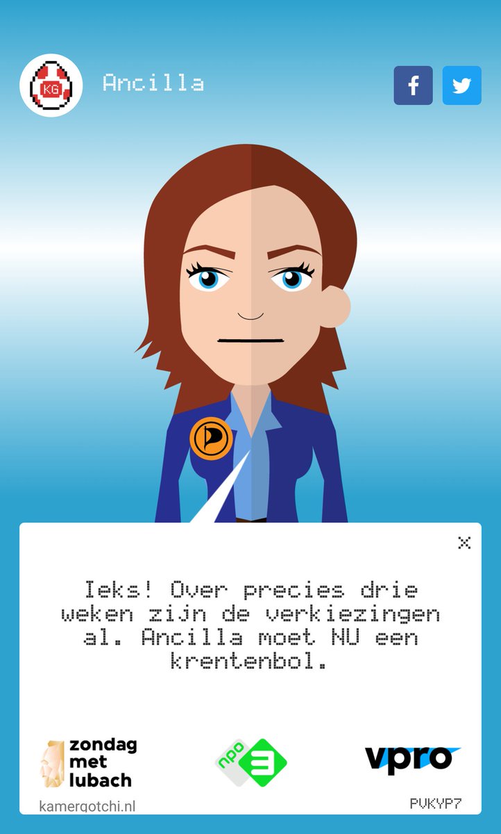 annevanderkant's tweet photo. Ik speel Kamergotchi en ik moet voor Ancilla zorgen. #zml kamergotchi.nl https://t.co/aSji43LQ5q