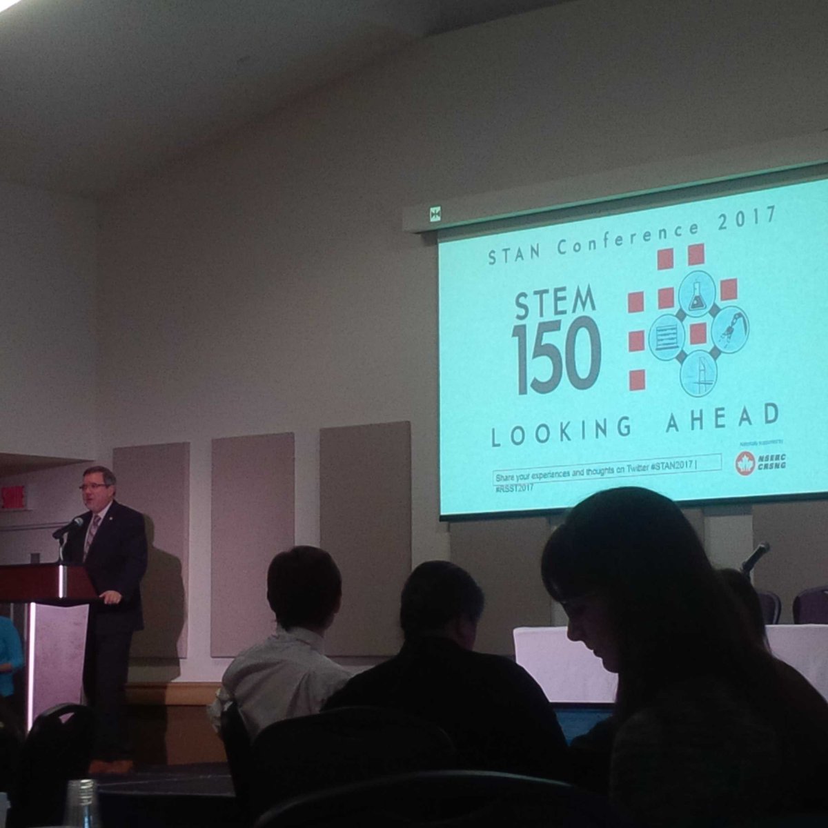 paisley_c's tweet photo. #ontsciencectr CEO Maurice Bitran welcoming passionate science leaders at #STAN2017. #nserc #science #lookingahead https://t.co/CCYpol6u7F
