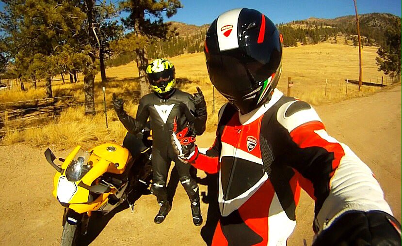 ducatistallion's tweet photo. My brah Voren and me on one last ride before snow comes hurling back to us #Sportbikers https://t.co/zRJSI6NPzf