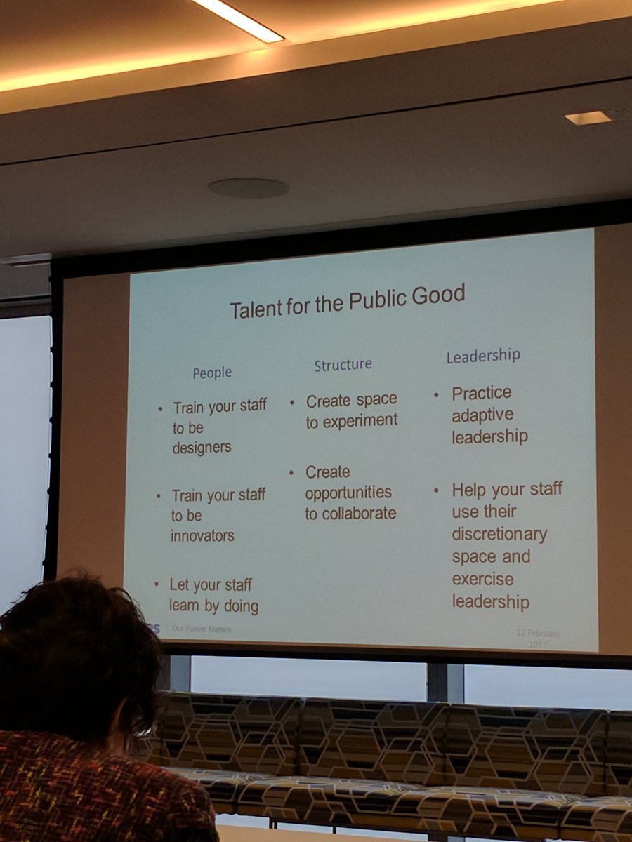 AyoGarber's tweet photo. How to develop talent for the public good? Train Staff to be designers, innovators and let staff learn by doing. https://t.co/sh7OwScQhl