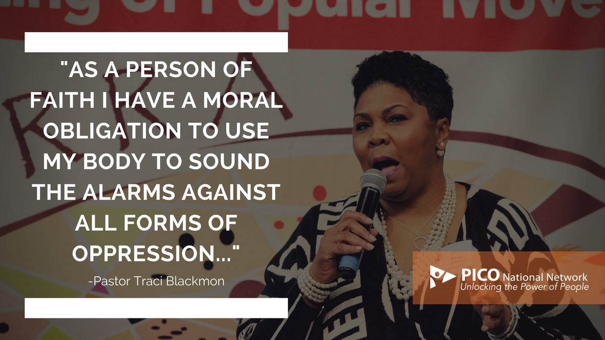 FIAnational's tweet photo. "As a person of faith, I have a moral obligation to use my body to sound the alarms against all forms of oppression." - @pastortraci #USWMPM https://t.co/1iDtzVdinA