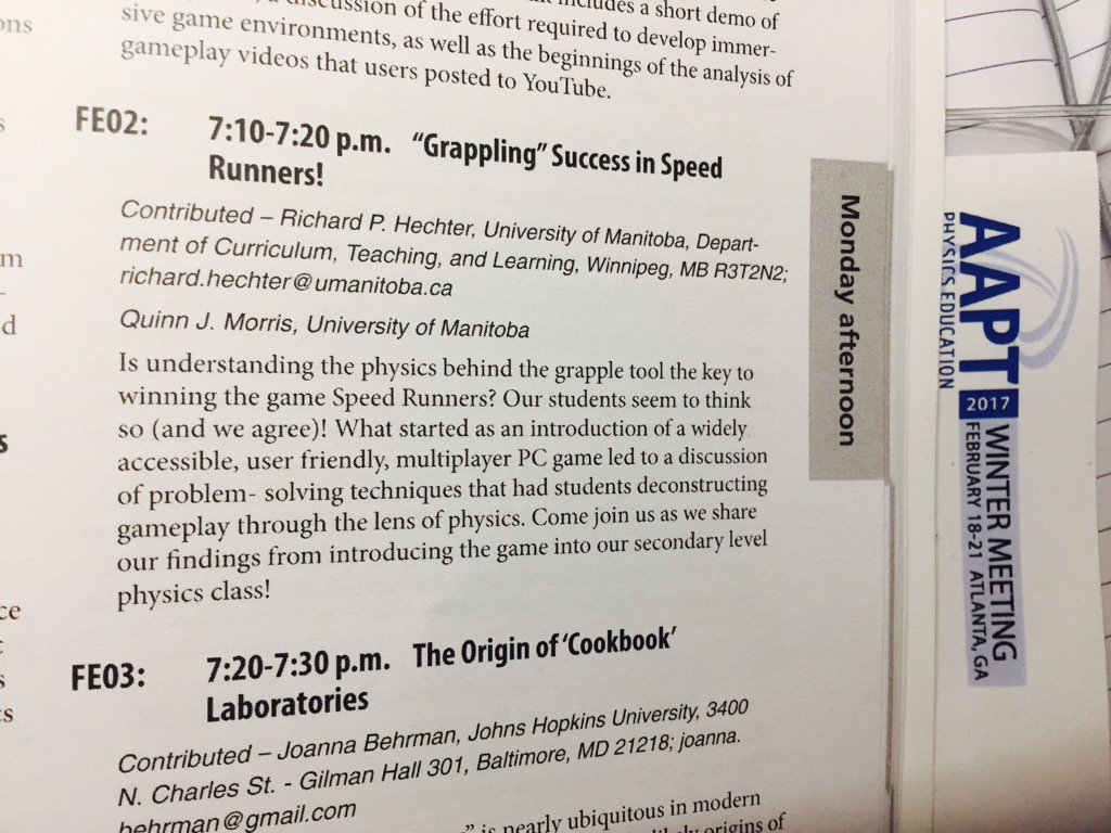 rphechter's tweet photo. Leaving ATL from #AAPTWM17 Proud that our work on Ss physics inquiry in video game SpeedRunners was well received! https://t.co/MD9WYyQLST