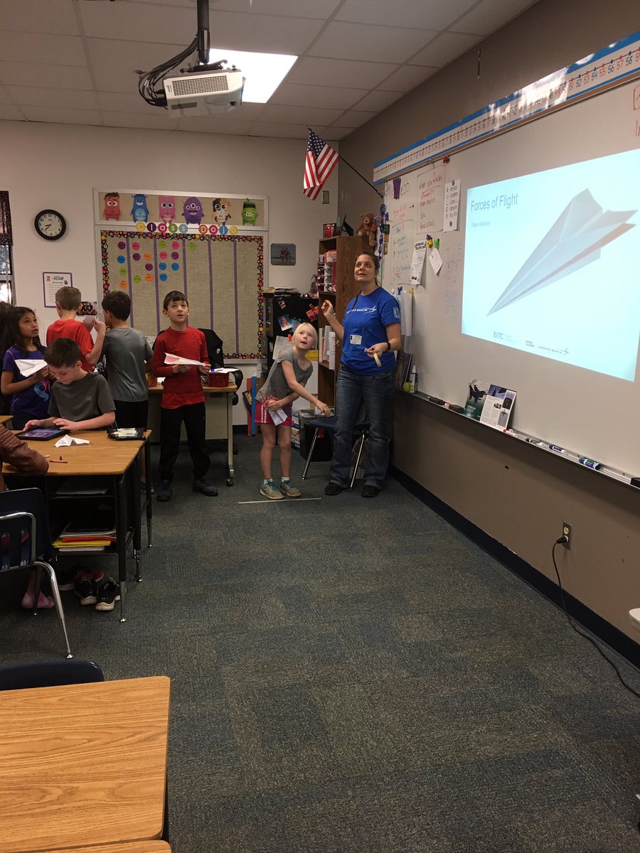 CANWebb1's tweet photo. Making &amp; testing paper airplanes with our engineer from @LockheedMartin.@canSTEM https://t.co/FVzzx87T9d