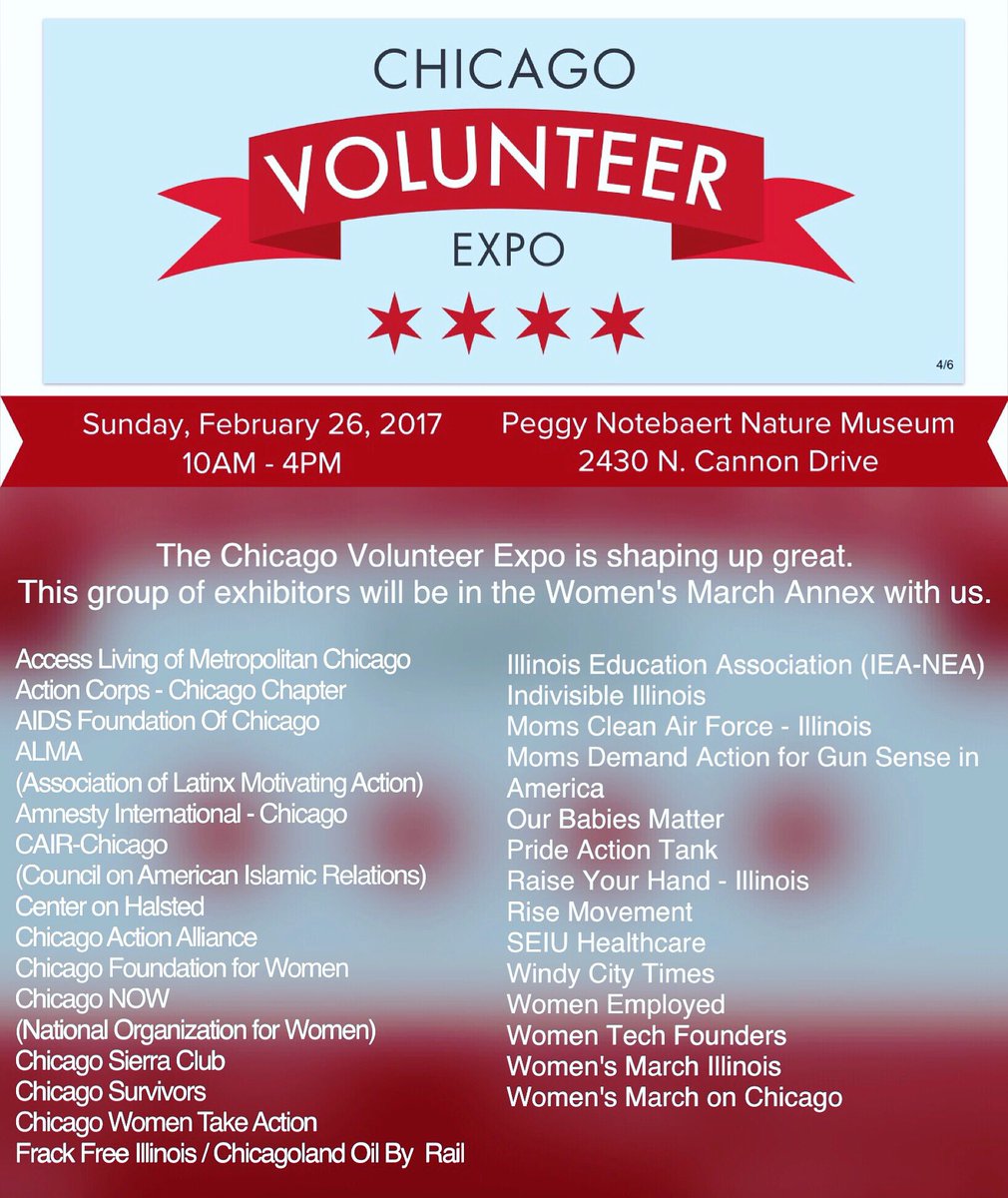 womensmarchchi's tweet photo. Chicago Volunteer Expo Line Up. This Sunday. #connectprotectactivate #RiseUp #persist #marchforward #marchon https://t.co/vdzH7d6RJV