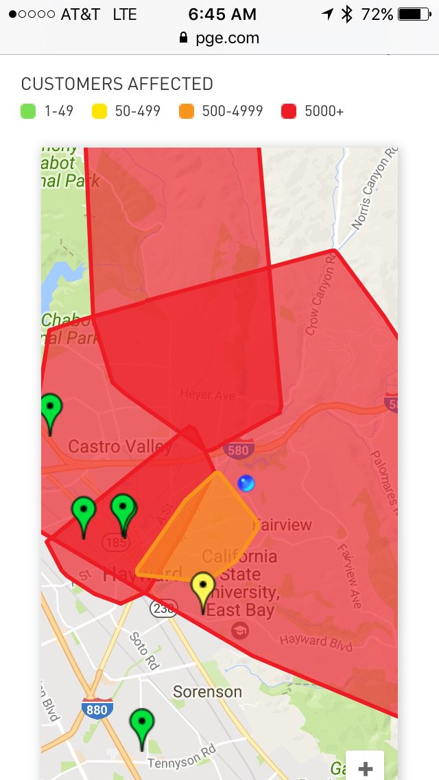 awebmistress's tweet photo. Power outrage in Hayward starting at 6am #pge https://t.co/4LgpylXLkH